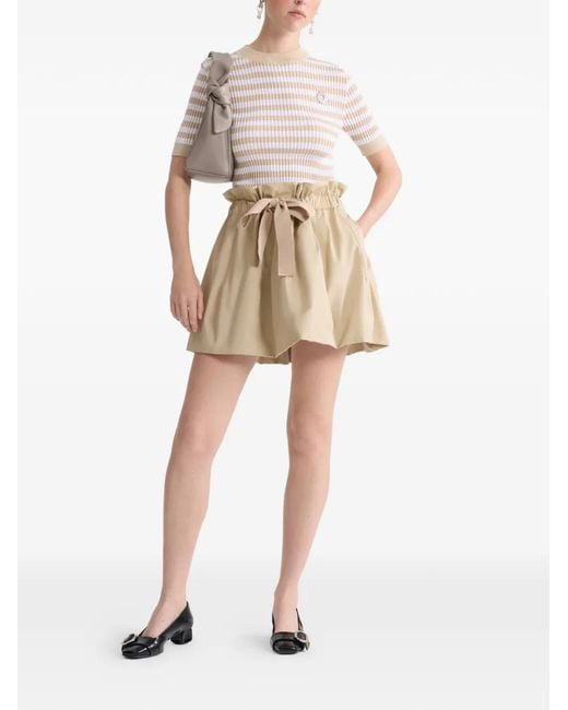 Patou White Striped-Pattern Ribbed Top