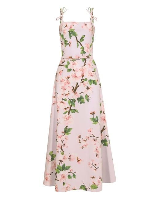 Oscar de la Renta Cherry Blossom ポプリンドレス Pink