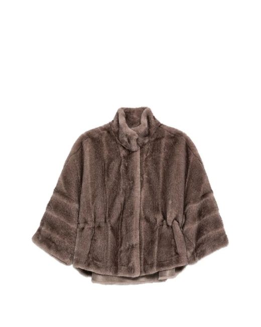 VALENTINI 1972 Brown High-Neck Drawstring-Waist Jacket