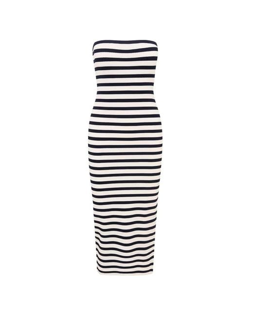LoveShackFancy White Striped Strapless Dress