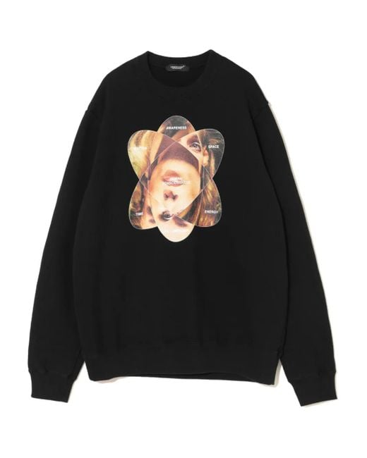 Felpa Girocollo Con Stampa di Undercover in Black da Uomo