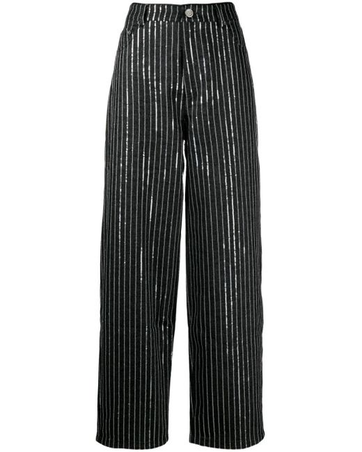 Pantalones anchos con lentejuelas ROTATE BIRGER CHRISTENSEN de color Black
