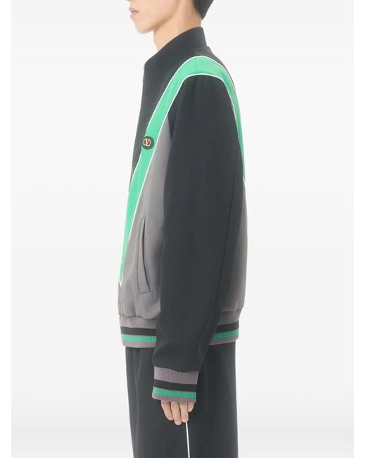 Valentino Garavani Green Zip Logo-Patch Sweater for men