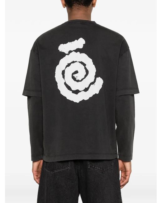 Etudes Studio Black Double-Sleeve Spiral T-Shirt