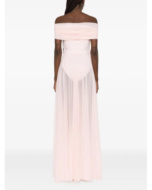 Norma Kamali Pink Cowl-Neck Maxi Dress