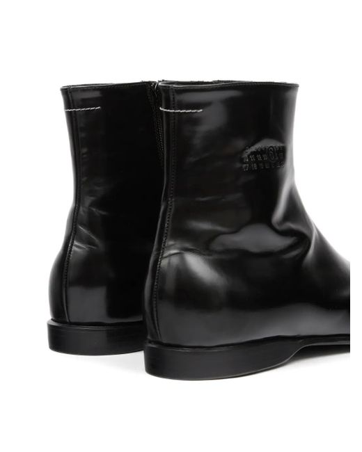 MM6 by Maison Margiela Black Leather Ankle Boots for men