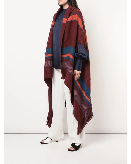 Voz Red Cascade Shawl Wrap