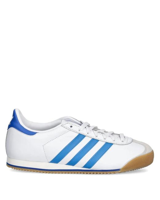 Adidas Blue K74 Leather Three-stripe Sneakers for men