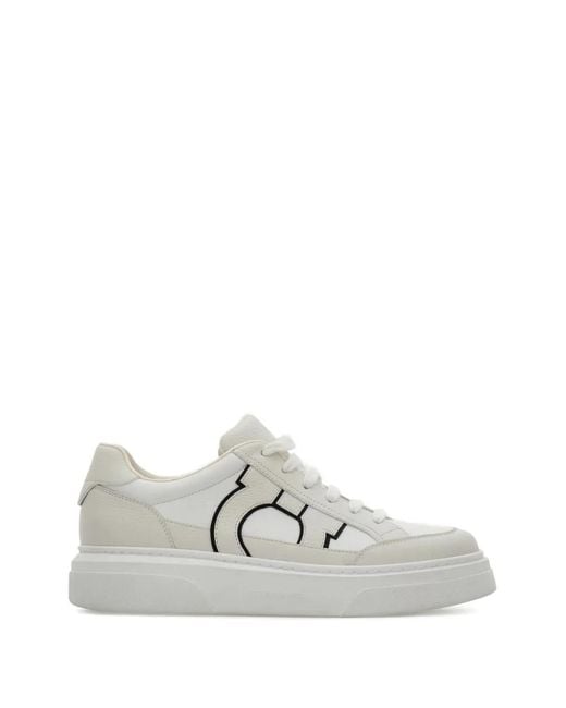 Ferragamo White Gancini Low-Top Sneaker for men