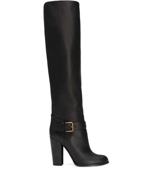 Dolce & Gabbana Black Leather Knee-High Boots