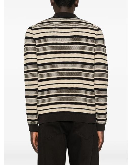 NN07 Black Nolan Ls Polo 60016 Striped-Detail Cardigan for men