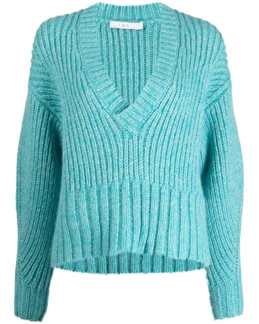 IRO Blue Ewenn Chunky-Knit Cropped Jumper