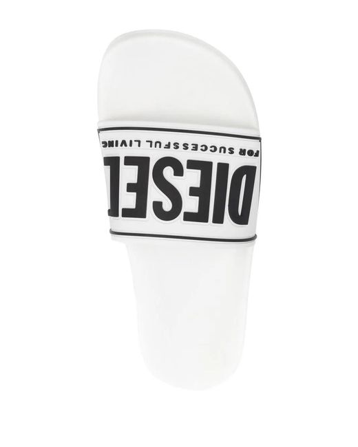DIESEL White Sa-Mayemi Cc Logo-Embossed Slides