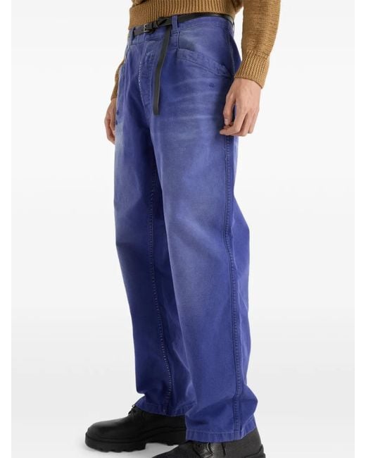 Prada Blue Cotton Twill Trousers for men