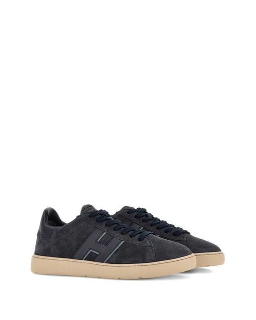 Hogan Blue Low-Top Suede Sneakers With Smooth Leather Accents for men