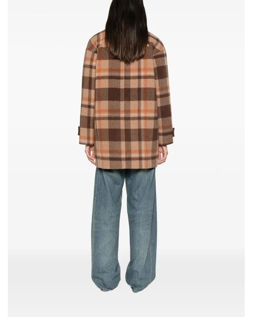 Semicouture Brown Checked Coat