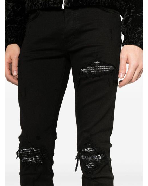 Amiri Black Crystal Mx1 Mid-rise Skinny Jeans for men