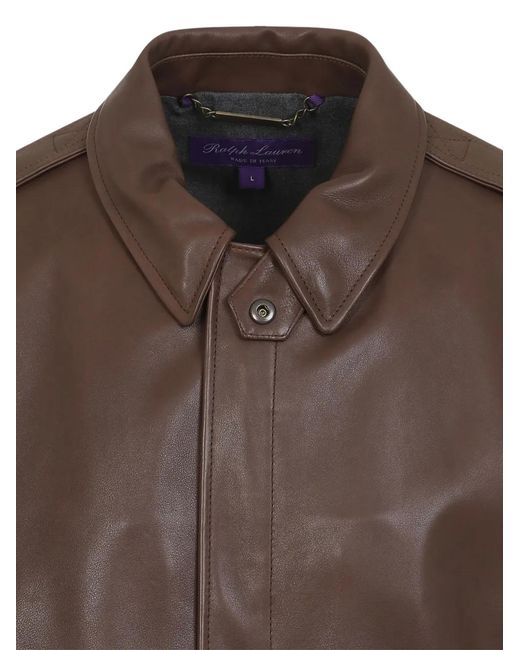 Ralph Lauren Brown Zip-Up Leather Jacket for men