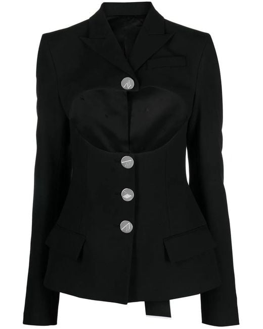 The Attico Black Gwenda Single-Breasted Blazer