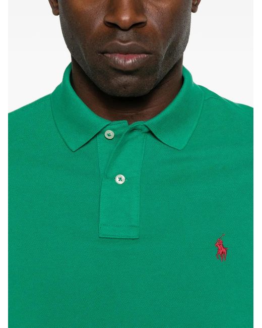 Polo Ralph Lauren Green Solid Embroidered Polo Shirt for men