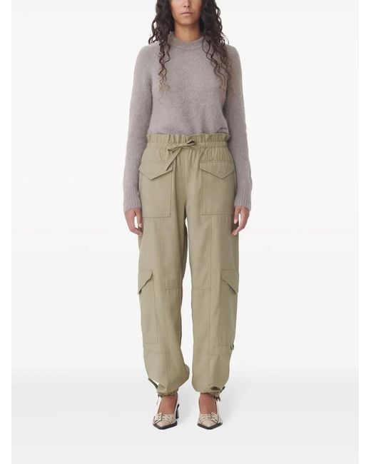 Ganni White Drawstring Cargo Pants