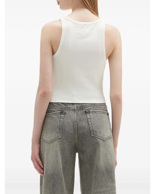 Musium Div. White Geripptes Tanktop
