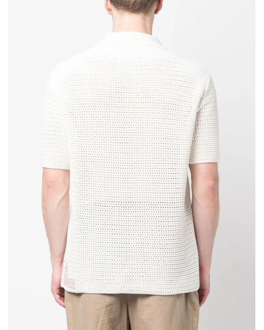 Orlebar Brown White Batten Crochet Polo Shirt for men