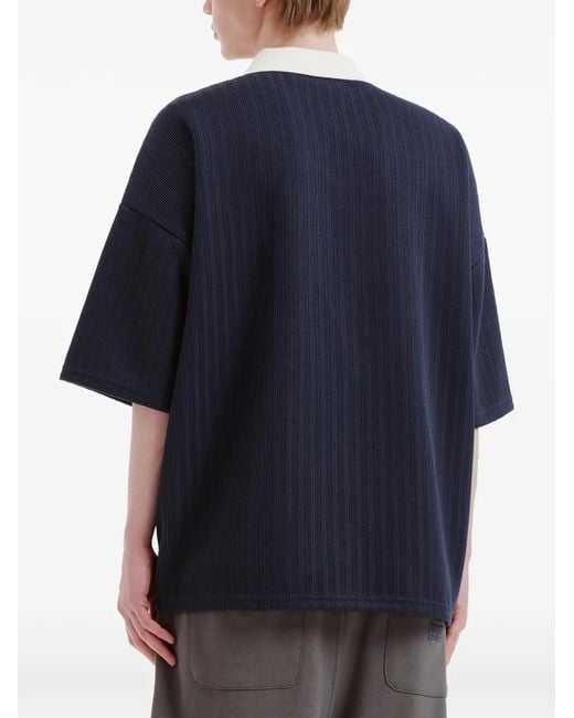 AFTERMATHS Blue Logo-Embroidered V-Neck Top for men