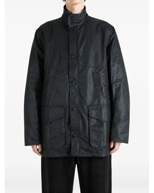 Barbour Gray Waxed-Finish Multi-Pocket Jacket for men
