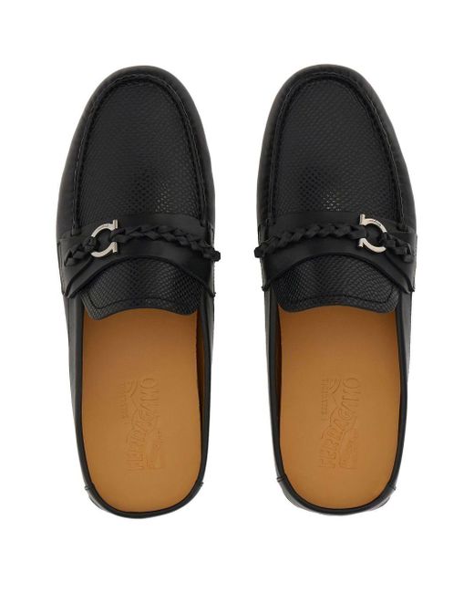 Ferragamo Black Grand Embossed Leather Loafer for men