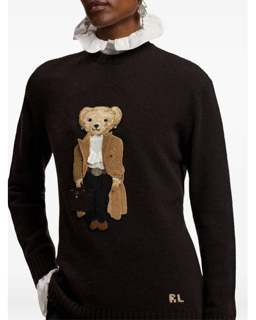 Ralph Lauren Black Polo Bear Cashmere Sweater