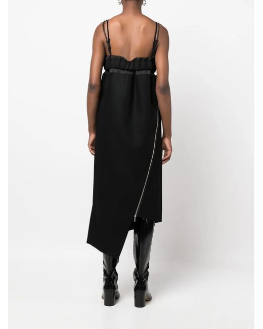 Sacai Black Asymmetric Cut-Out Midi Dress