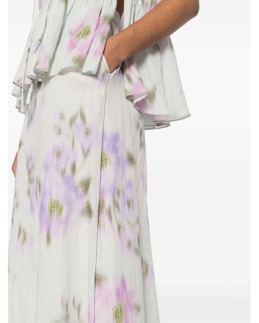 Dorothee Schumacher White Blooming Volumes Chambray Maxi Skirt