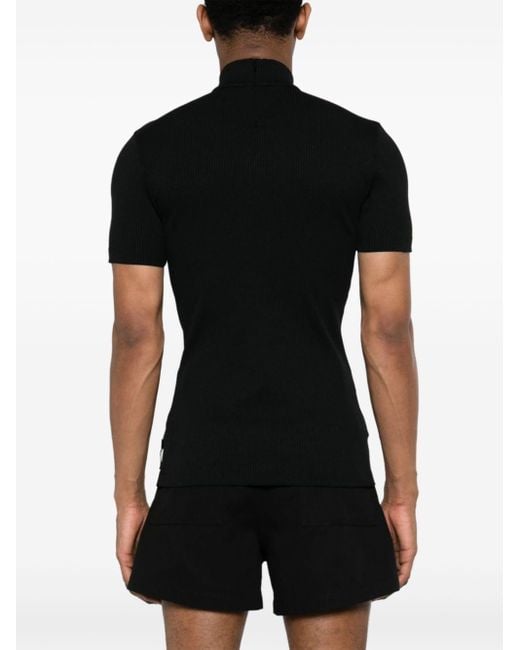 T-shirt nervuré à plaque logo Fendi pour homme en coloris Black