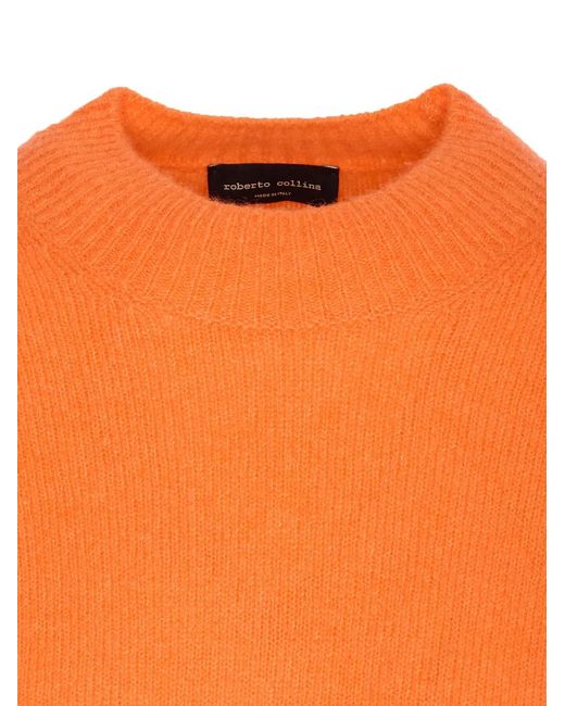 Roberto Collina Orange Crew-Neck Long-Sleeve Sweater