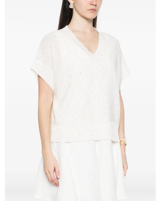 Antonelli White V-Neck Top