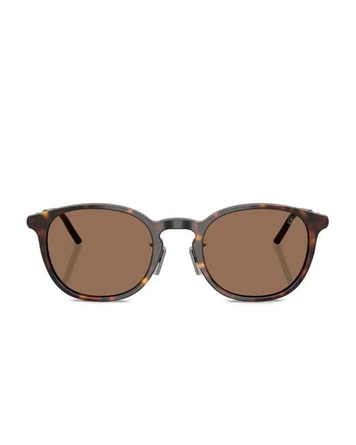 Moncler Brown Round Tortoiseshell Sunglasses