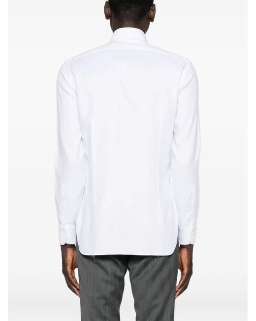 Barba Napoli White Cotton Shirt for men
