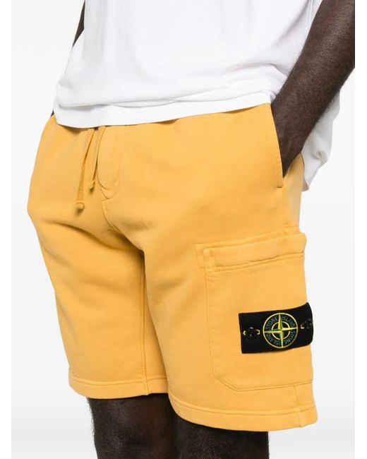 Pantalones Cortos De Felpa De Algodón Orgánico Stone Island de hombre de color Yellow