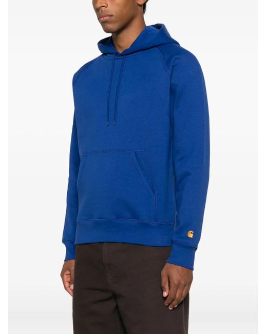 Carhartt Blue Logo-Embroidered Hoodie for men