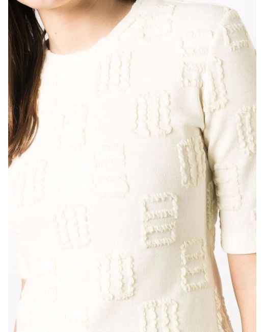 Ambush White Monogram Ladies Fitted Tshirt