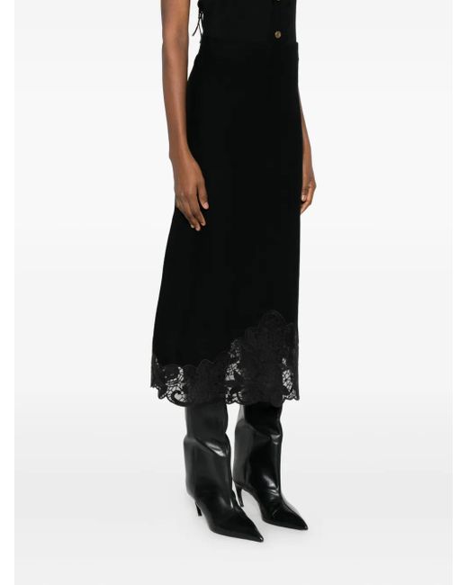 Twinset Black Lace Midi Skirt