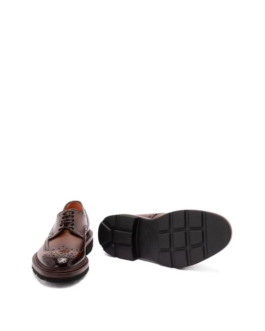 Santoni Brown Lace-Up Brogue-Detail Derby Shoes for men