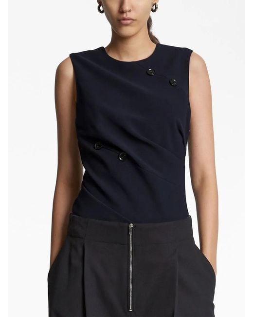 Proenza Schouler Blue Twisted-Detail Sleeveless Blouse
