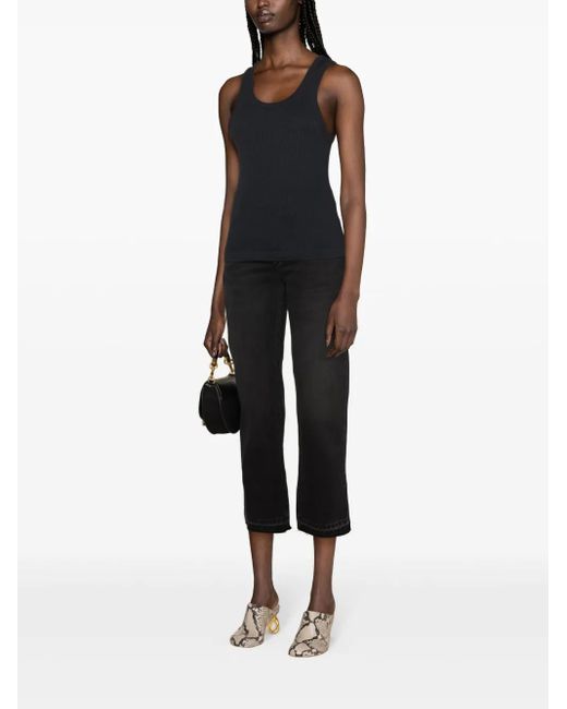 Agolde Black Poppy Ribbed-Knit Tank Top