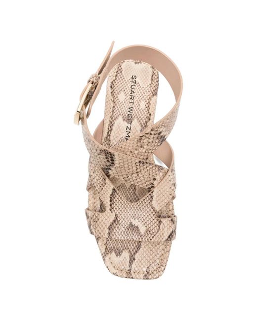Stuart Weitzman Natural Sandales À Effet Peau De Serpent