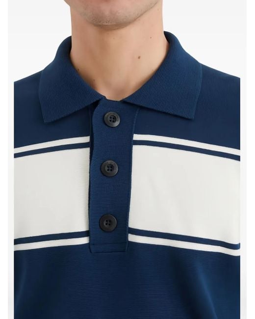 Marc O' Polo Blue Striped Long-Sleeve Polo Shirt for men