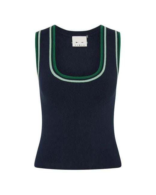 The Upside Blue Joey Striped-Trim Tank Top