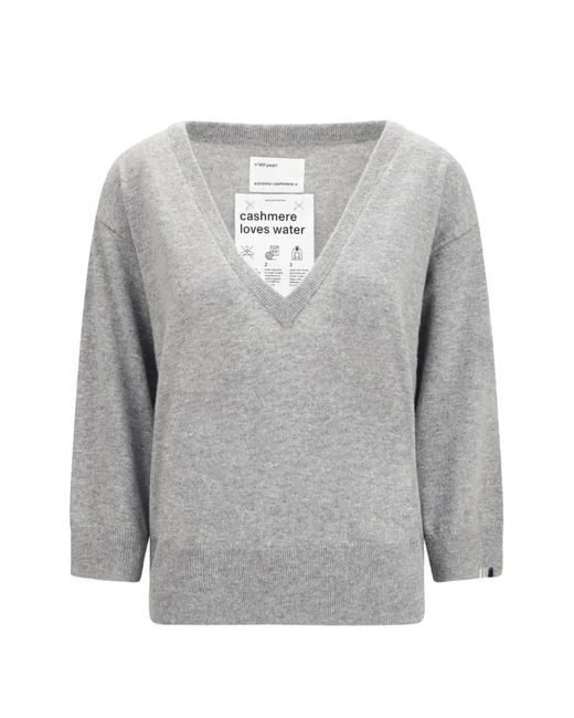 Extreme Cashmere Gray Pearl V-Neck Sweater