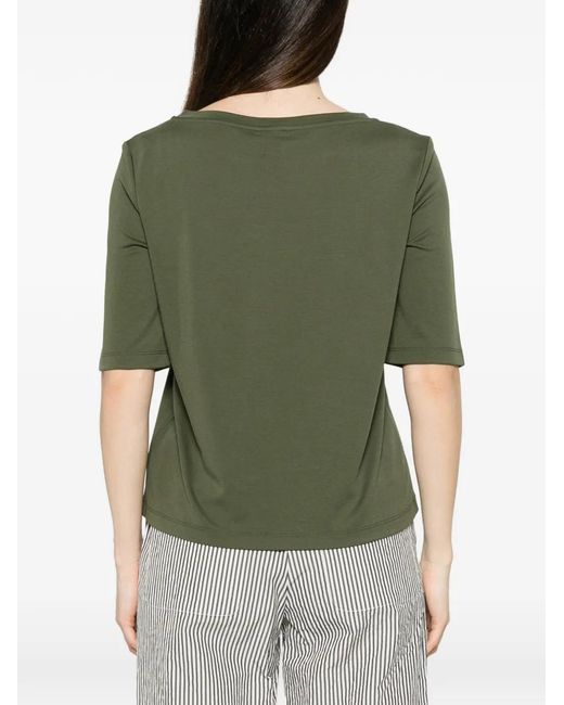 Max Mara Green Boat-Neck Short-Sleeve Top